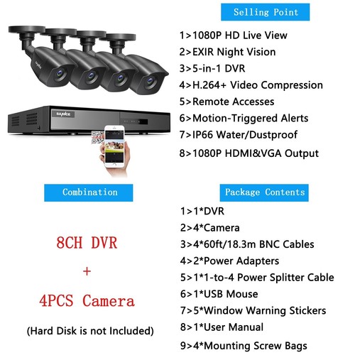 Security camera 1080p pcs - security,